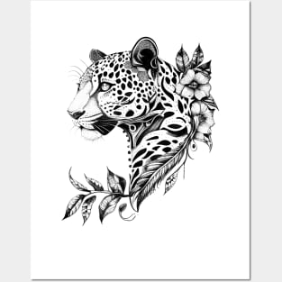 Jaguar Wild Animal Nature Illustration Art Tattoo Posters and Art